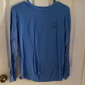 ivory ella Light Blue Long Sleeve Tee with Elephant Logo
